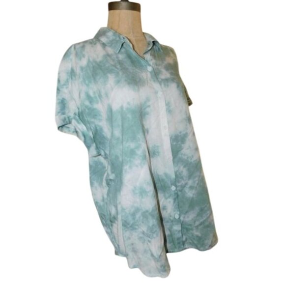 Beach Lunch Lounge Size L Large Tye Dye Button Down Short Sleeve Top NWT - Picture 3 of 3